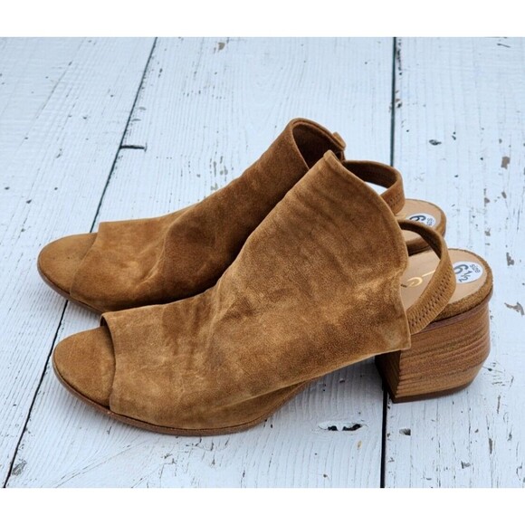 Lemare ITALY Made Women Brown Suede Leather Block Heels Sandals Sz US 6.5 EU 37 - Picture 2 of 8